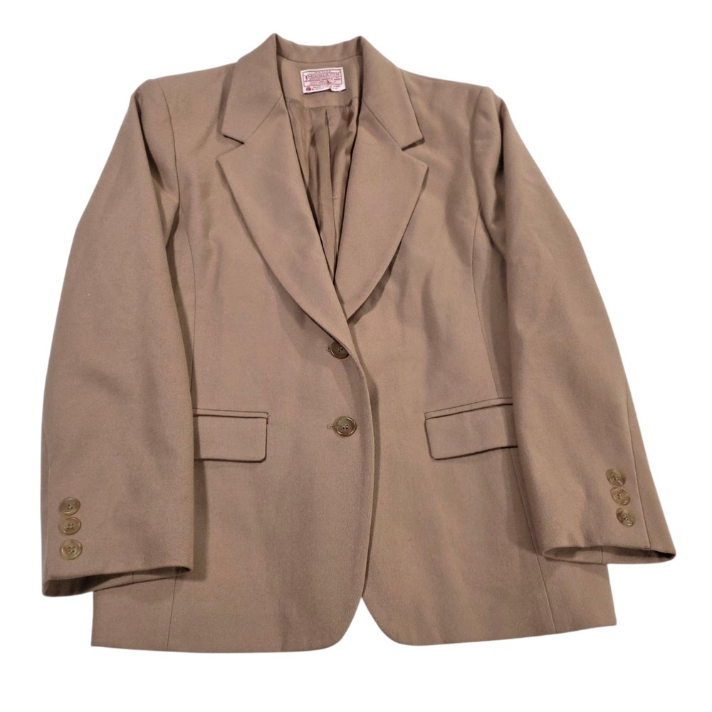 Pendleton Jacket Blazer Womens Tan Size 0‎ Wool Mid Length Lined Sport Work Coat